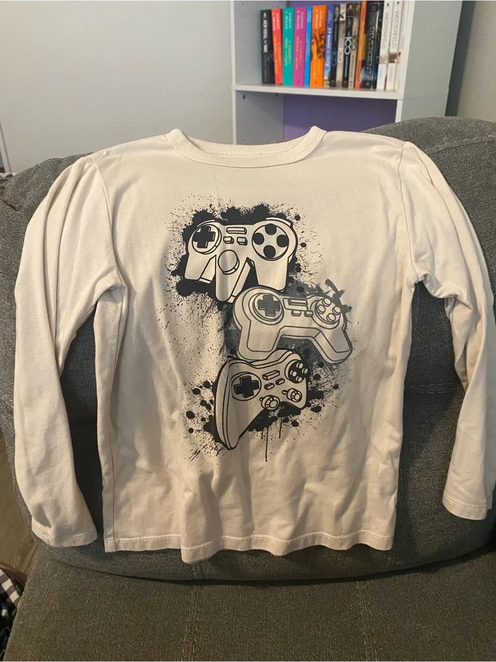 Children's Long Sleeve Video Game Controller Tee - Off White